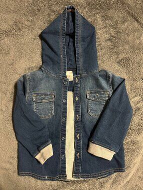 OshKosh B'gosh Hooded Knit Denim Coloured Jacket (3T)